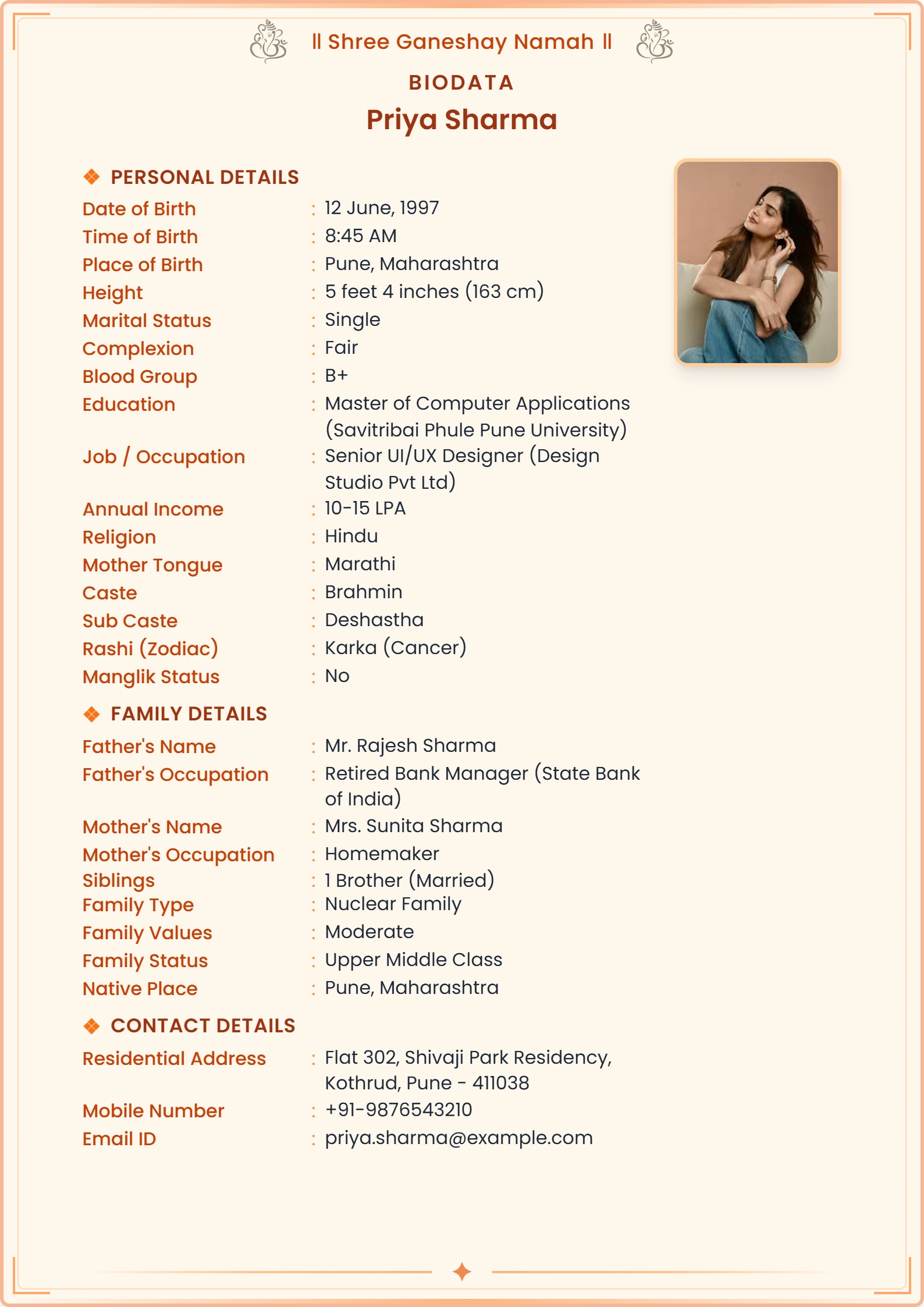 Wedding biodata template sample 10